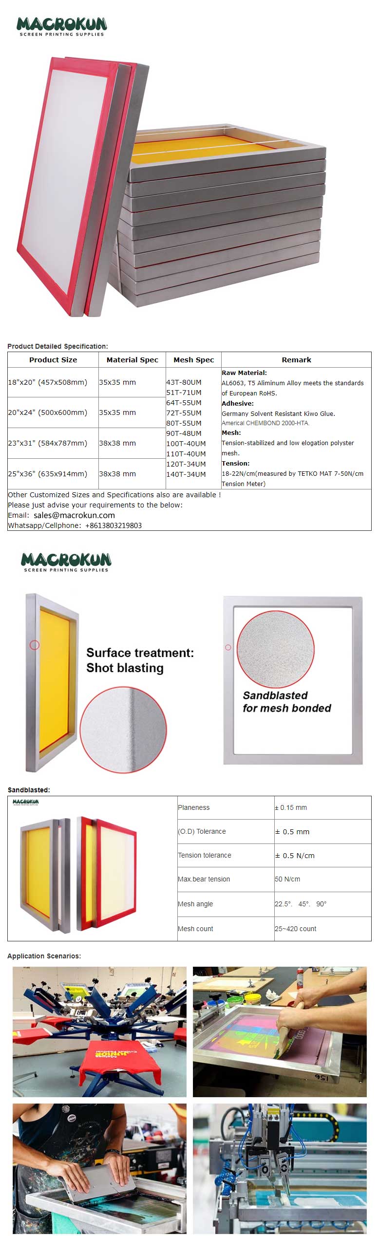Ecotex® Aluminum Frame Screens For Screen Printing 20 x 24 230 Yellow  Mesh (4)