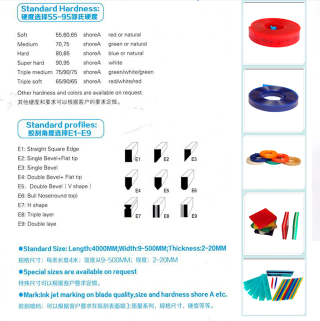 SCREEN PRINTING SQUEEGEE BLADES